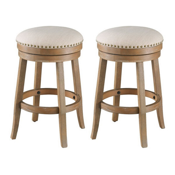 Toffee Brown Oatmeal Fabric Counter Stool, Set of Two, image 1