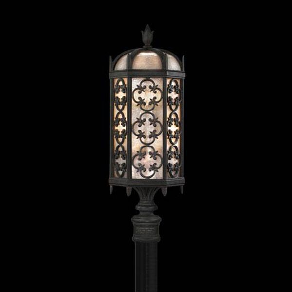 Costa Del Sol Three-Light Outdoor Post Mount in Wrought Iron Finish, image 1