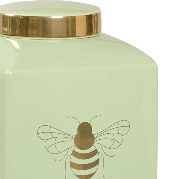 Shayla Copas Light Green Glaze and Metallic Gold Bee Gracious Ginger Jar, image 2