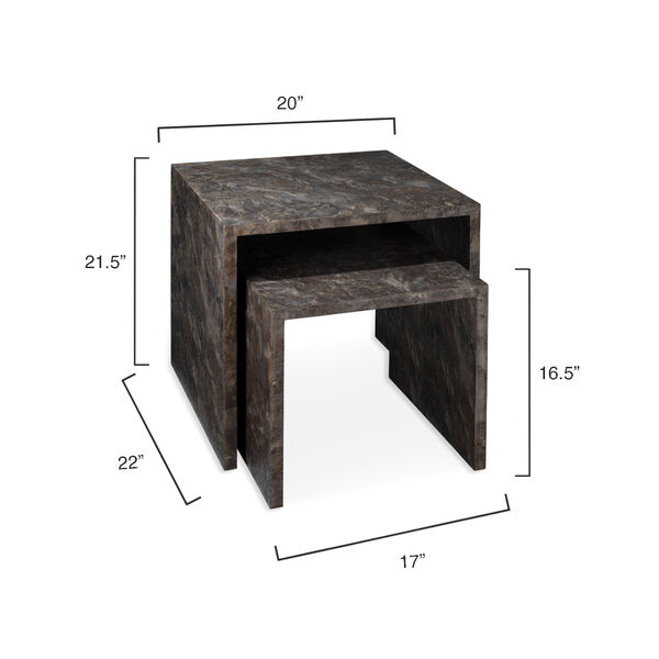 Bedford Charcoal Burl Wood Nesting Tables Set of Two, image 6
