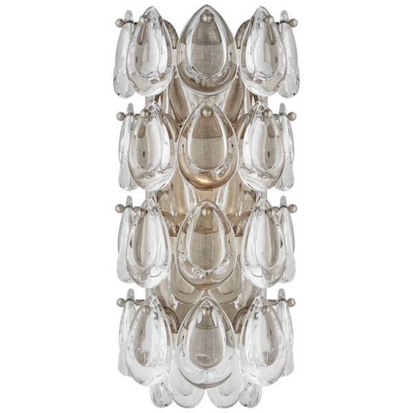 Liscia 12-Inch Sconce in Burnished Silver Leaf with Crystal by AERIN, image 1