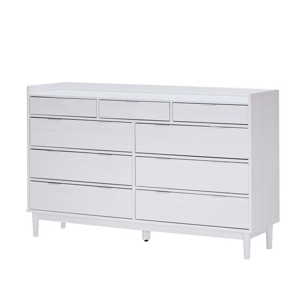 White Solid Wood Nine-Drawer Dresser, image 4