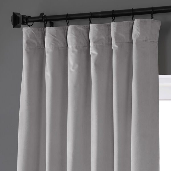 Cloud Grey Plush Velvet Curtain Single Panel, image 3