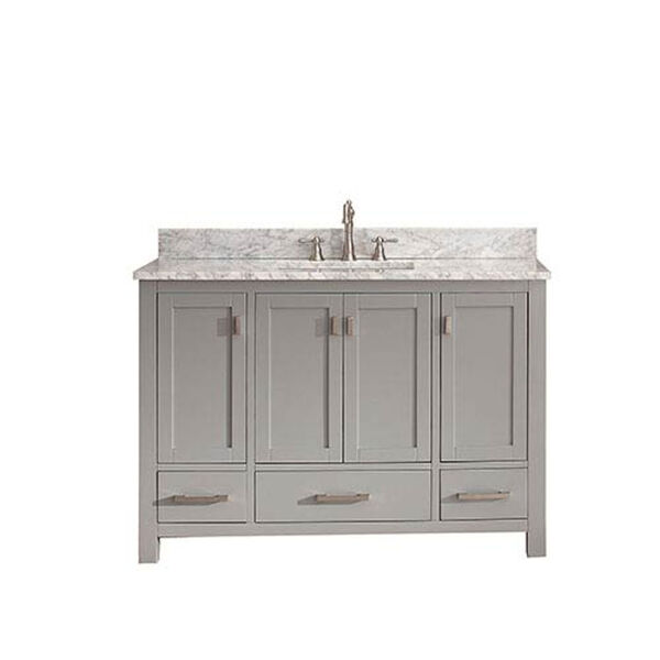 Modero Chilled Gray 48-Inch Vanity Combo with White Carrera Marble Top, image 1