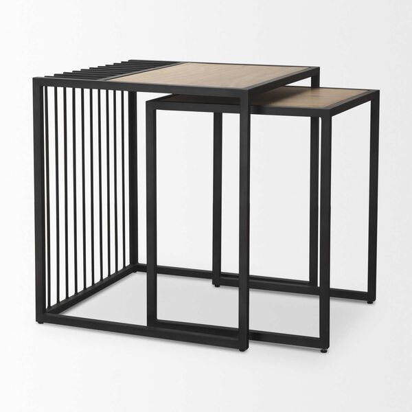 Miles Black Metal With Light Wood Nesting End Tables (Set of 2), image 6