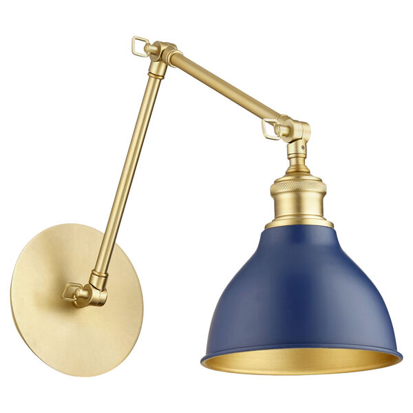 Aged Brass Blue One-Light Wall Mount, image 1