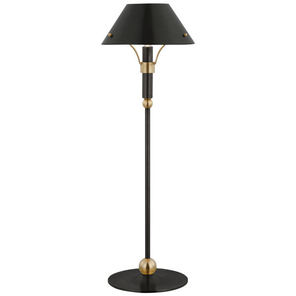 Turlington Medium Table Lamp in Bronze and Hand-Rubbed Antique Brass with Bronze Shade by Thomas O'Brien, image 1