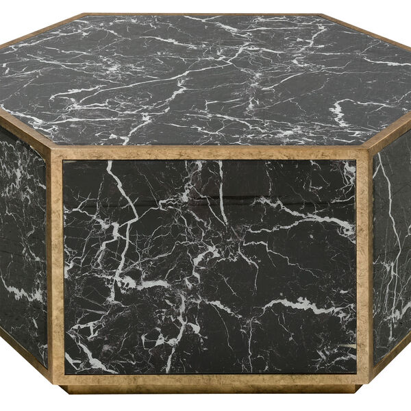 Homer Black Marble and Gold Leaf Coffee Table, image 4