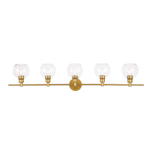 Collier Brass Five-Light Bath Vanity with Clear Glass, image 1