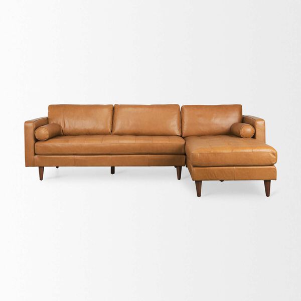 Svend Tan Leather Right Chaise Sectional Sofa, image 2