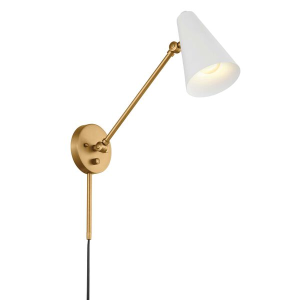 Sylvia Brass White 20-Inch One-Light Wall Sconce with Brass White Shade, image 2