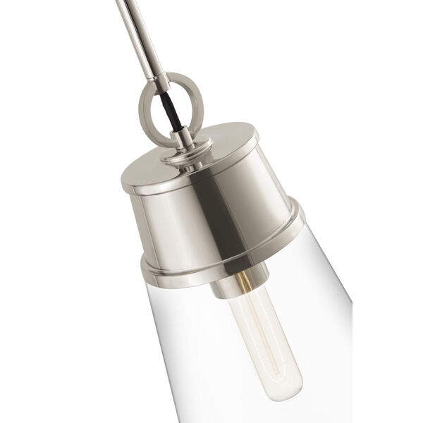 Wentworth Polished Nickel One-Light Mini Pendant with Clear Glass Shade, image 6