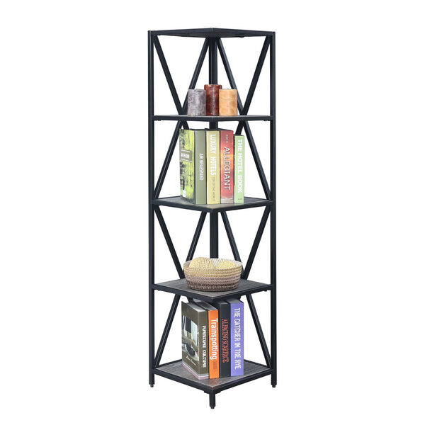 Tucson Weathered Gray and Black 13-Inch Five Tier Corner Bookcase, image 2