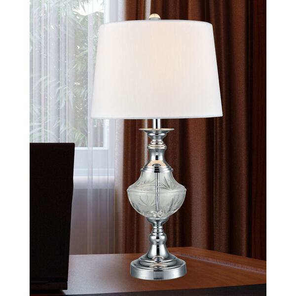 Springdale Polished Chrome and White Frosted Murray One-Light Crystal Table Lamp, image 2