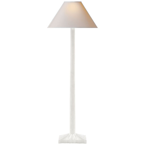 Strie Buffet Lamp in Plaster White with Natural Paper Shade by Chapman and Myers, image 1