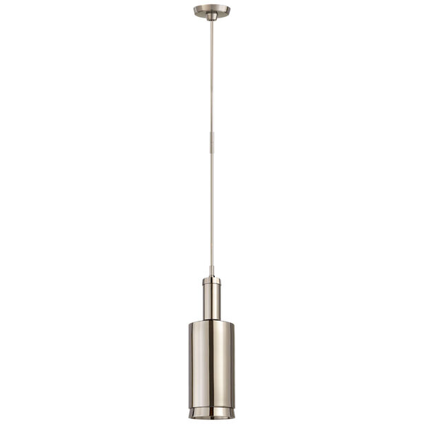 Anders Large Cylindrical Pendant in Polished Nickel by Thomas O'Brien, image 1