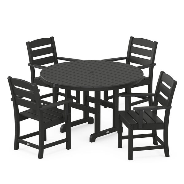 Lakeside Black Round Arm Chair Dining Set, 5-Piece, image 1