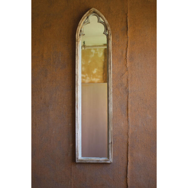 Natural Arched Wooden Framed Mirror, image 1