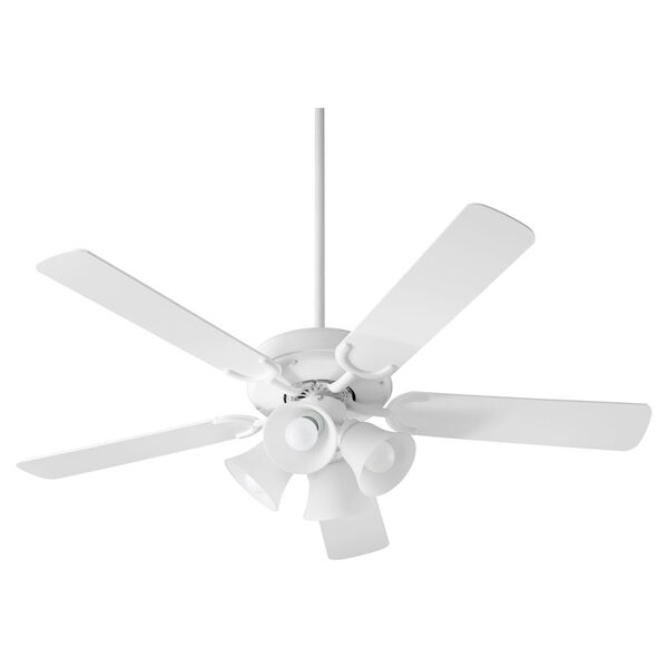 Virtue Studio White Four-Light 52-Inch Ceiling Fan with Satin Opal Glass, image 1