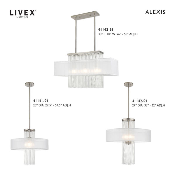 Alexis Brushed Nickel 15-Inch One-Light Ceiling Mount with Clear Crystal Rods, image 5