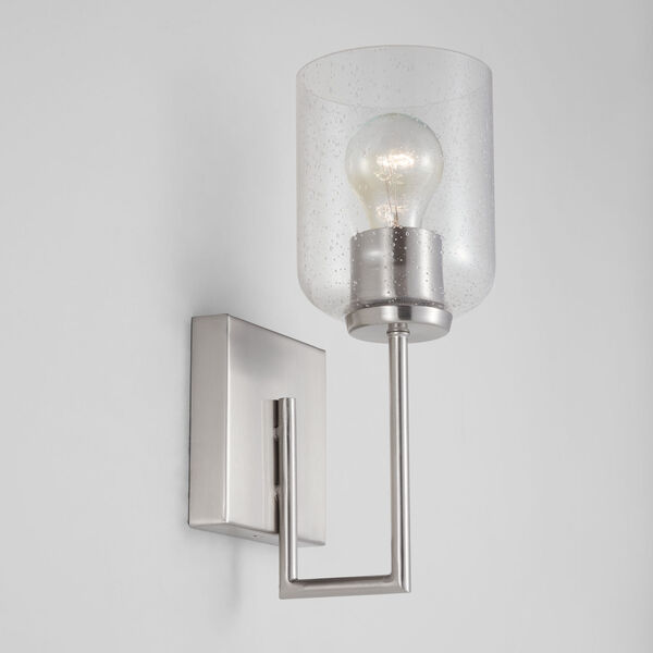 HomePlace Carter Brushed Nickel Sconce with Clear Seeded Glass, image 3