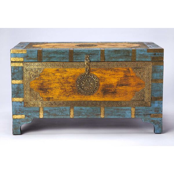 Nador Painted Brass Inlay Storage Trunk, image 4