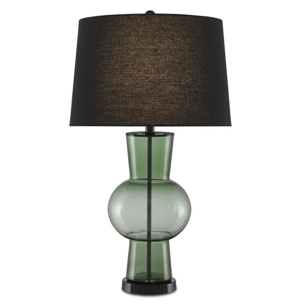 Dumfries Transparent Green Glossy Black One-Light Table Lamp, image 1