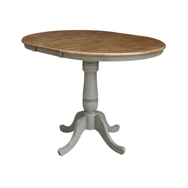 Hickory and Stone 36-Inch Width Round Top Counter Height Pedestal Table With 12-Inch Leaf, image 5