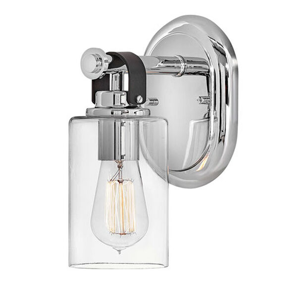 Halstead Chrome One-Light Bath Vanity With Clear Glass, image 2