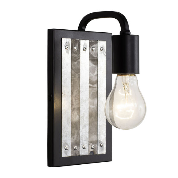 Abbey Rose Black and Galvanized One-Light Sconce, image 4