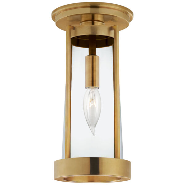 Calix Tall Flush in Hand-Rubbed Antique Brass with Clear Glass by Thomas O'Brien, image 1