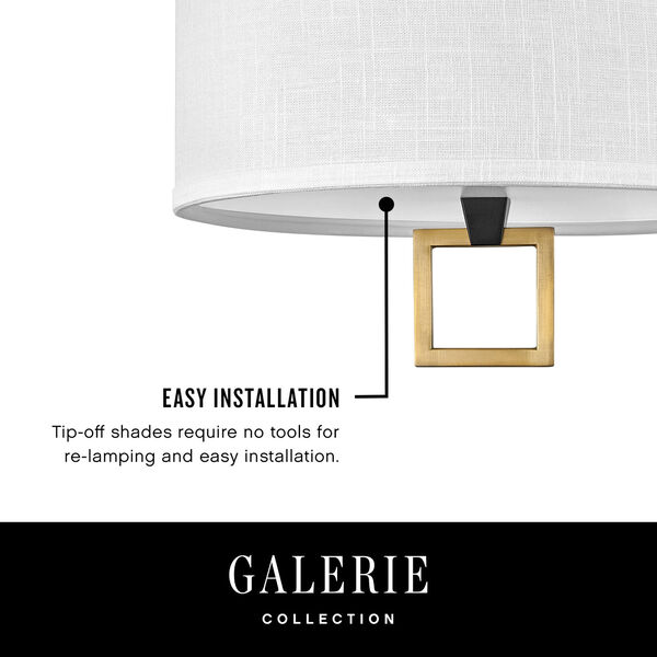 Link Black Two-Light LED Semi-Flush Mount with Off White Linen Shade, image 2