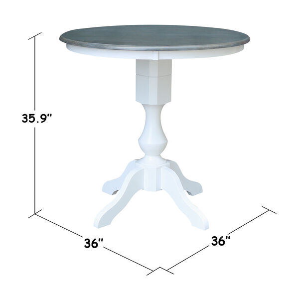 White and Heather Gray 36-Inch Round Top Counter Height Pedestal Table, image 4