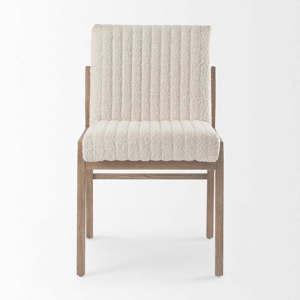 Tahoe Cream Boucle and Light Brown Upholstered Armless Dining Chair, image 2