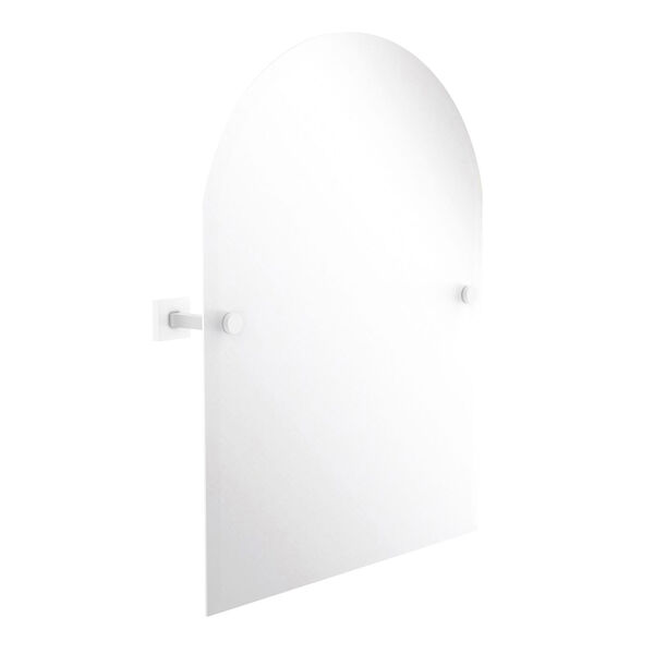 Montero Matte White Four-Inch Frameless Arched Top Tilt Mirror with Beveled Edge, image 1