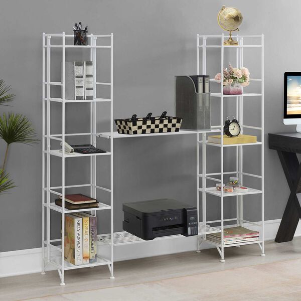 Xtra Storage White Five-Tier Folding Metal Shelves with Set of Two Deluxe Extension Shelves, image 2