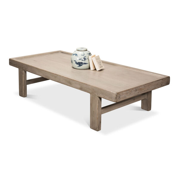 Gray 37-Inch Large Wood Panel Coffee Table, image 2