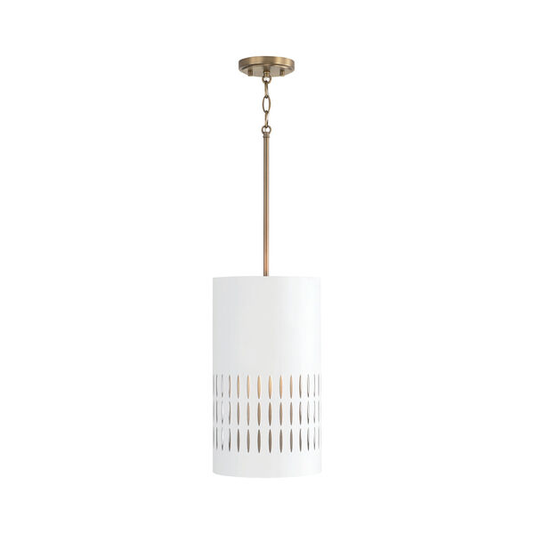 Dash Aged Brass and White One-Light Pendant, image 1