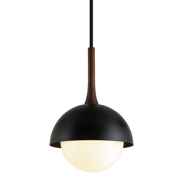 Cadet Black and Natural Acacia One-Light 18-Inch Pendant, image 1