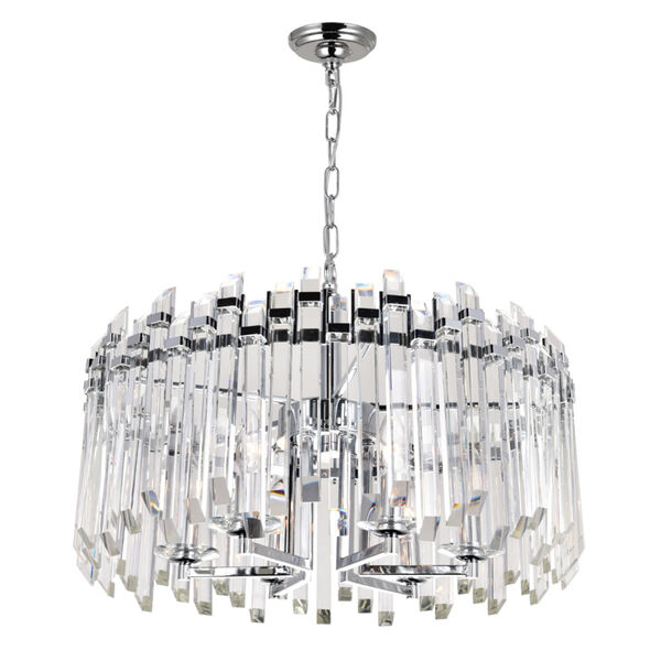 Henrietta Chrome Six-Light Chandelier with K9 Clear Crystals, image 1