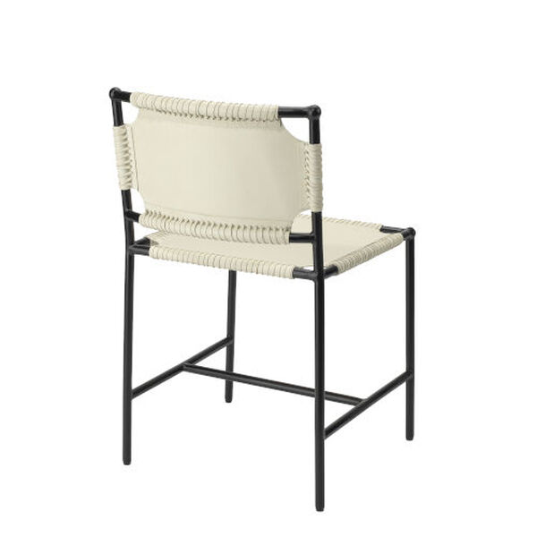 Asher Off White Leather Black Forged Iron Dining Chair, image 3