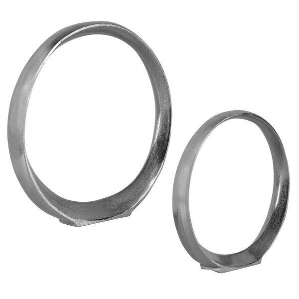 Orbits Nickel Ring Sculpture, Set of 2, image 3