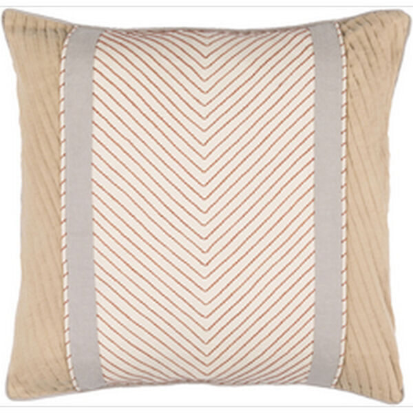 Leona Beige and Rust 20-Inch Pillow with Poly Fill, image 1