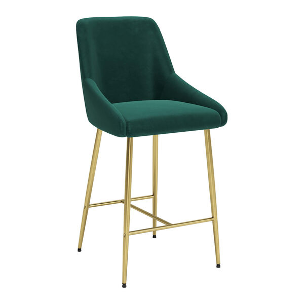 Madelaine Green and Gold Counter Height Bar Stool, image 1