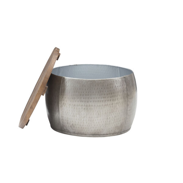 Royce Small Pewter Storage Drum with Wooden Lid, image 3