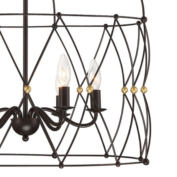 Zucca English Bronze and Antique Gold Six-Light Pendant, image 2