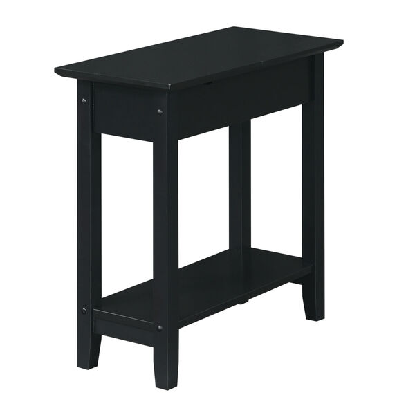 American Heritage Black Flip Top End Table with Charging Station, image 1