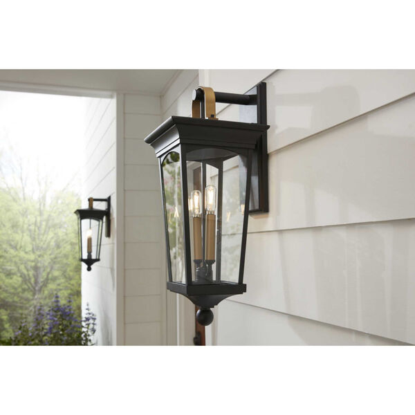 Chatsworth Textured Black Nine-Inch Two-Light Outdoor Wall Sconce with Clear Shade, image 3