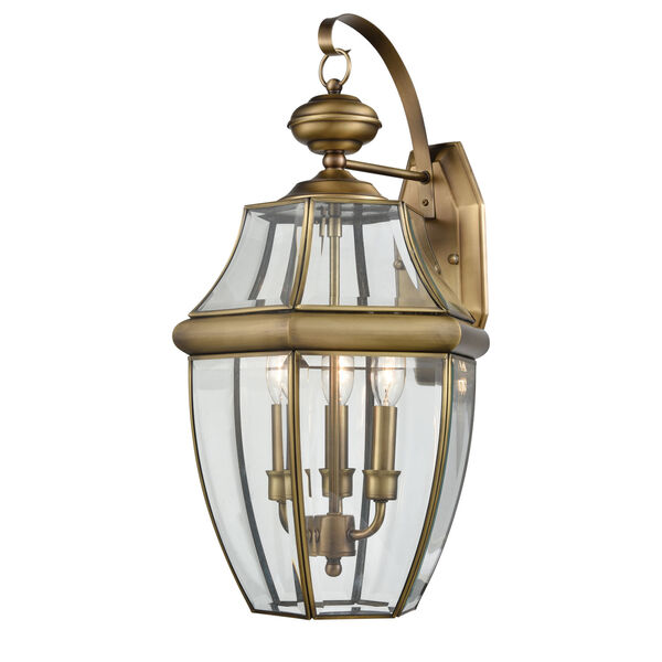 Ashford Gold Antique Brass Clear Glass Three-Light Outdoor Wall Sconce, image 5
