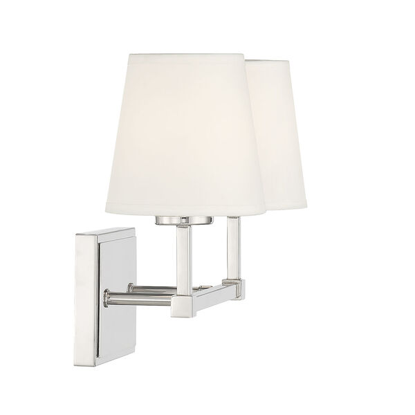 Lowry Polished Nickel Two-light Bath Vanity with White Linen Shade, image 5